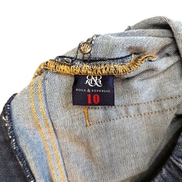 Rock & Republic Jeans Fever Pull On Dark Medium Wash Mid Rise Skinny Size 10 - Picture 6 of 11